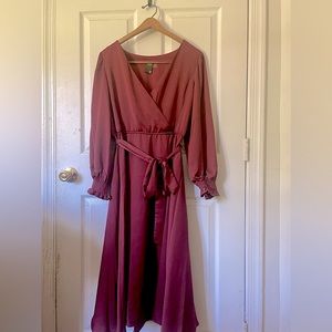 Light maroon semi wrap style dress. Only worn once.